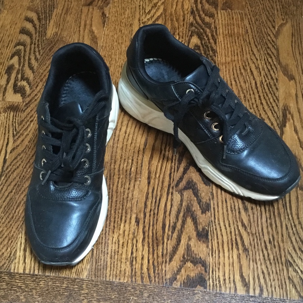 Black Vegan Leather Trainer Sneakers